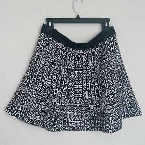Michael Kors Stretch Waist Logo Knit Skirt Black White Size L | Pre-Owned